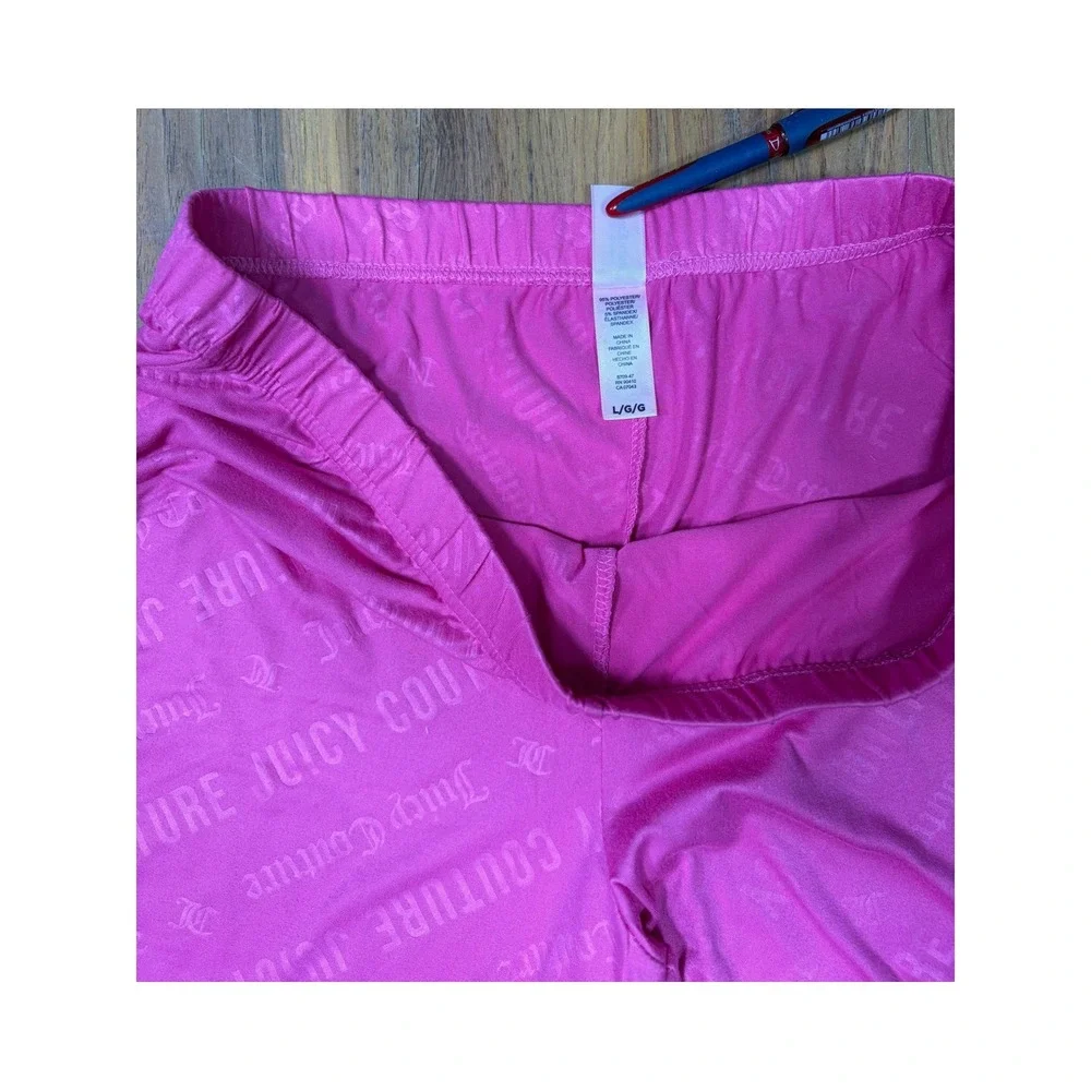 Juicy Couture Pajama Set Large Pink Rhinestone Logo Y2K Loungewear Sleepwear